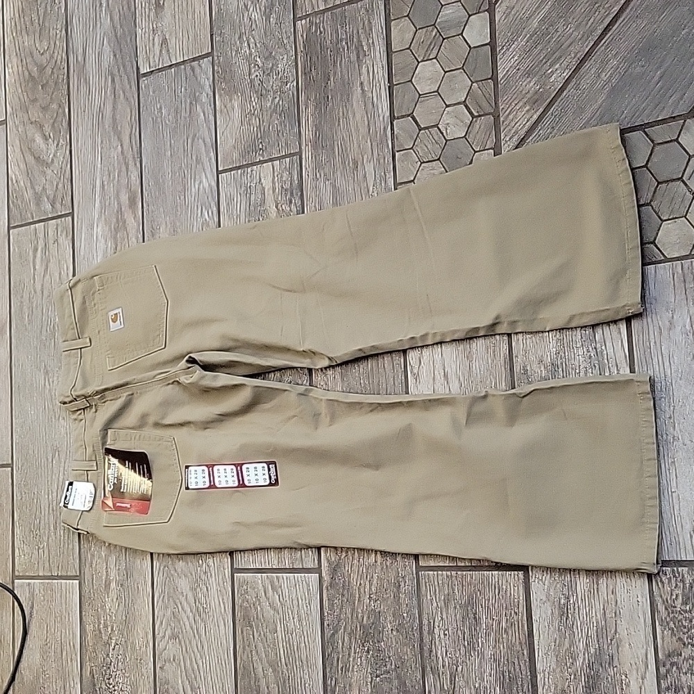 CARHARTT Tan Canvas Boot Cut Jeans Size 10 x 28